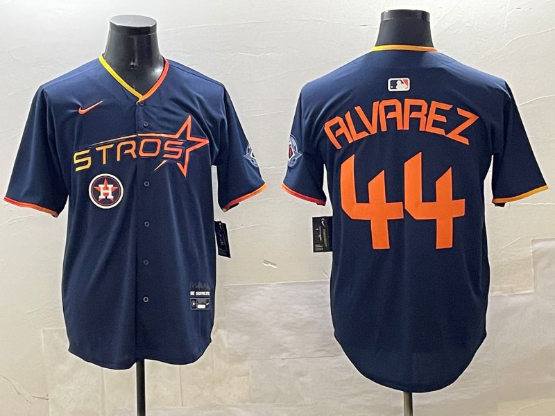 Men Houston Astros #44 Alvarez Drak Blue Three generations Joint Name 2025 Nike MLB Jersey style 10